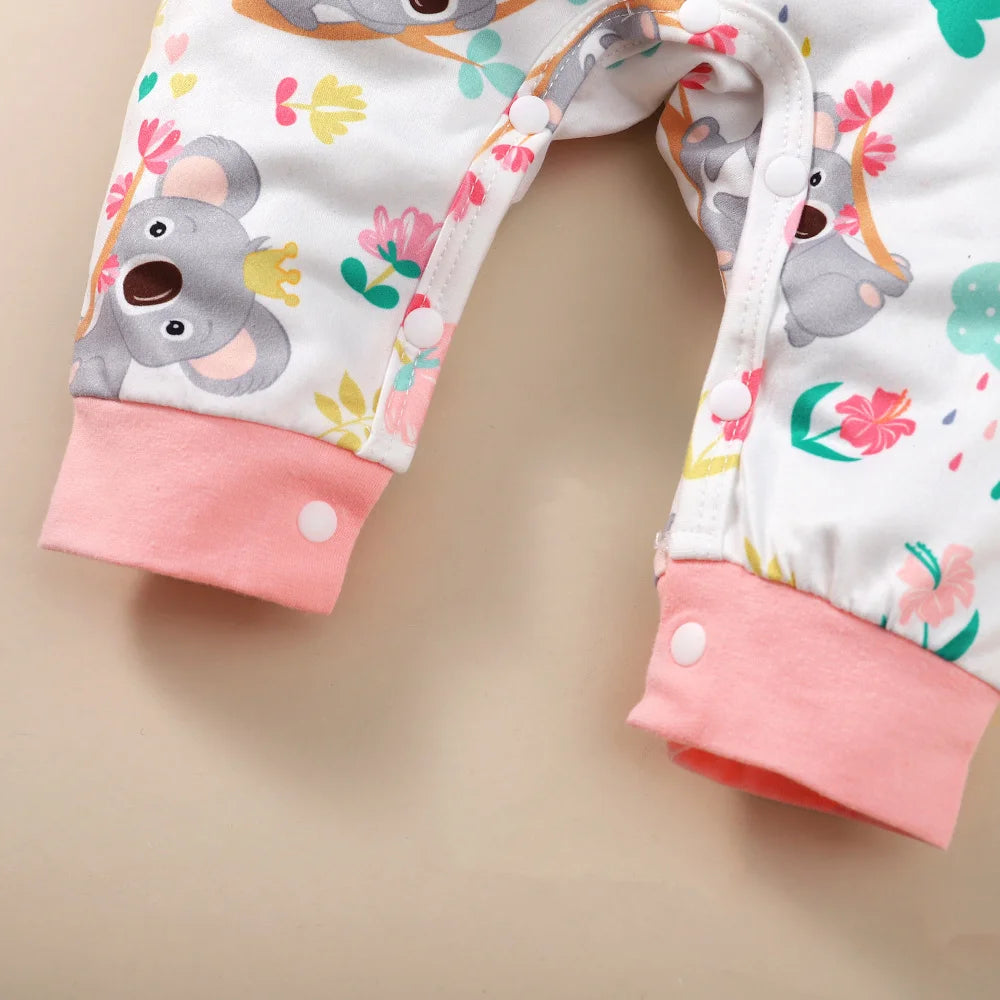Keep your newborn baby girl cozy and cute with this 2-piece romper outfit set featuring long sleeves—perfect for everyday comfort! -