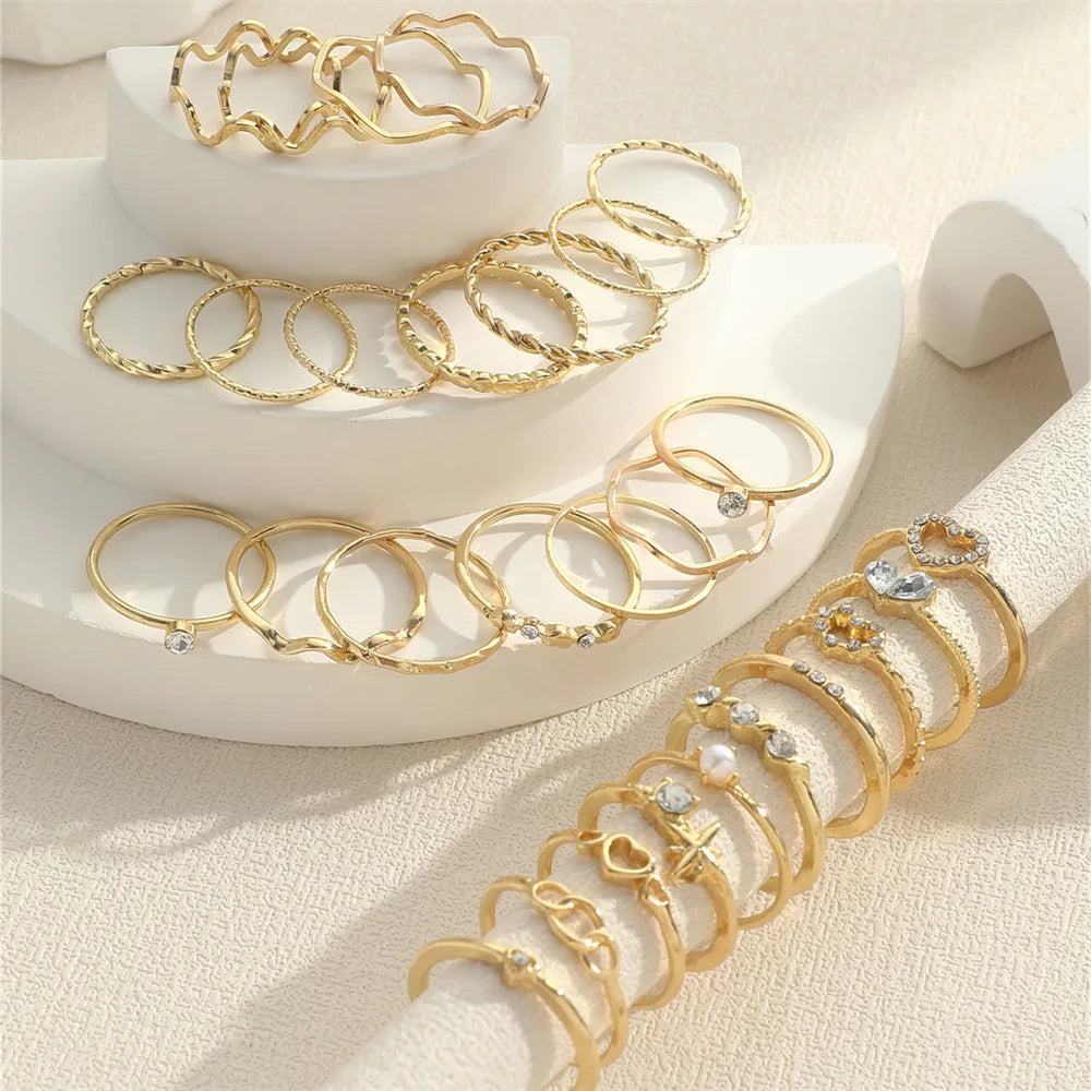 Wave Joint Rings Set (Women) -