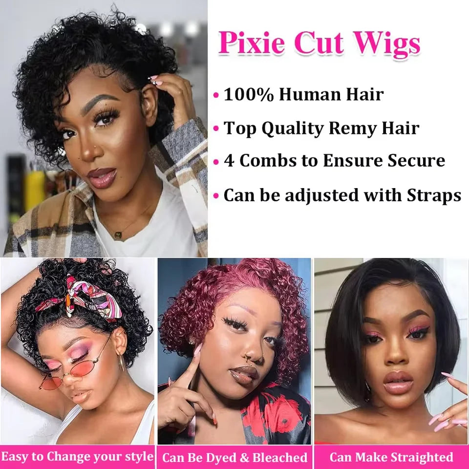 Achieve a natural look with this lace frontal short kinky curly bob wig. Made from Brazilian water wave hair, this trendy hairstyle is perfect for a stylish and fashionable appearance. -