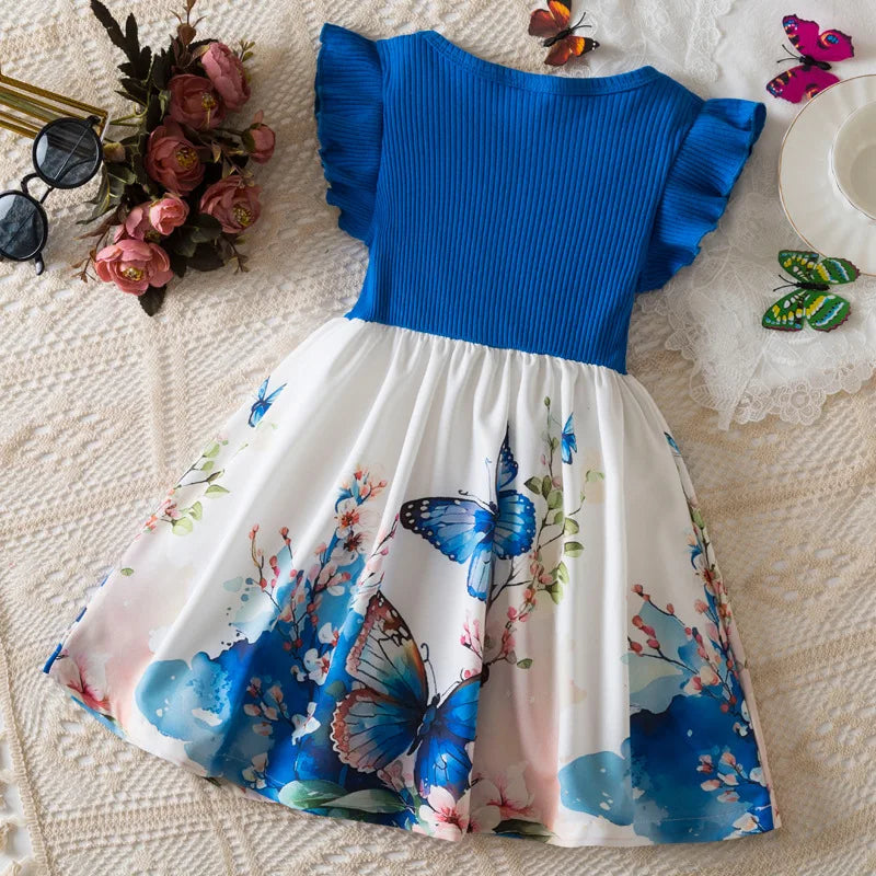 Girl's Butterfly Printed Dress 3-7Y -