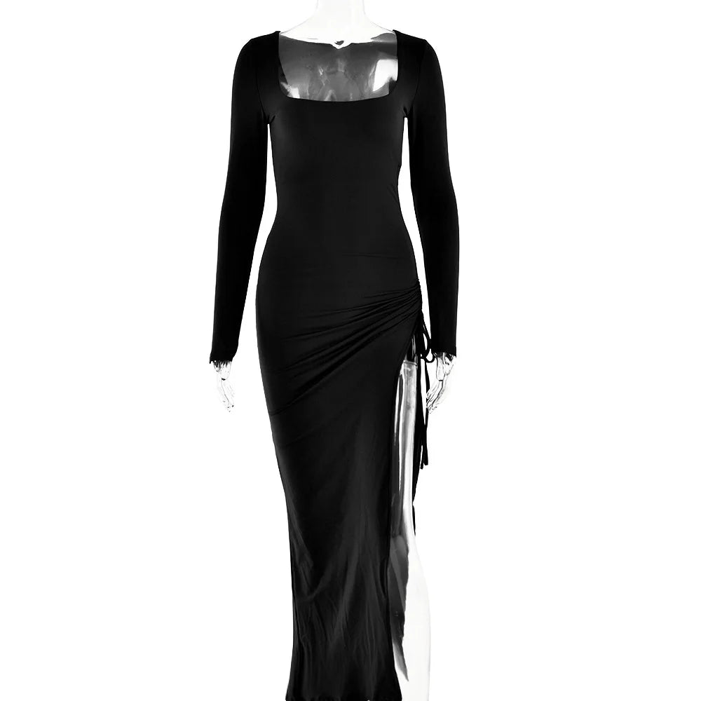 High Elastic Long Sleeve Dress -