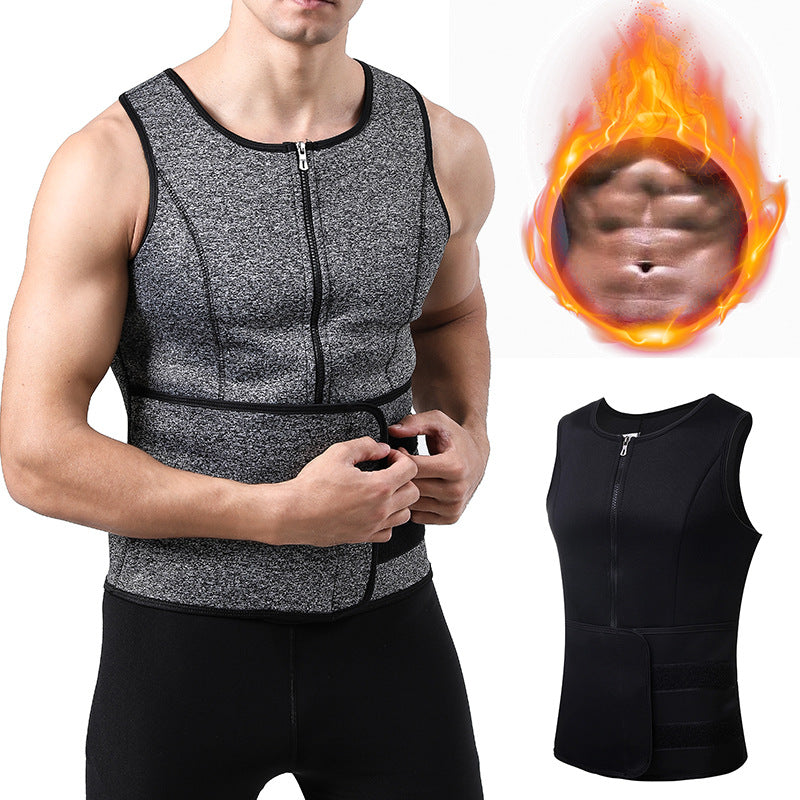 Optimize your workout with this men's adjustable compression tank top and waist trainer set! -