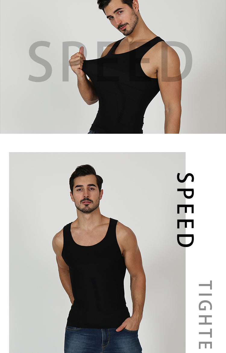Sculpt your silhouette with this men's compression body shaper tank top—your secret slimming vest! -