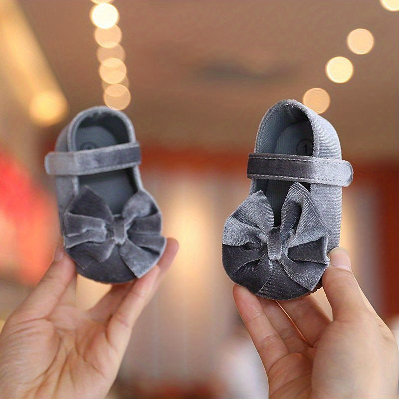 Baby Girls Mary Jane Flats With Bowknot First Walker Shoes Crib Shoes Princess Wedding Party Christmas Dress Shoes -