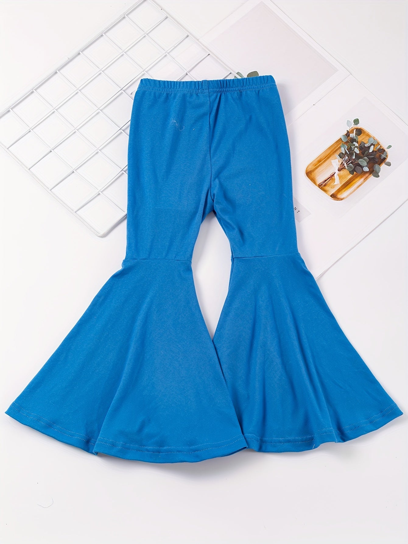 Girls' High-Waisted Flared Pants - Stretchy Bell-Bottoms, Non-Belted Waist, for Dance, Everyday & Formal Events - Spring/Fall Pants for Girls - Easy-Care Outfit, Dance Attire, Non belted Design, Comfortable Fit, Perfect for O -