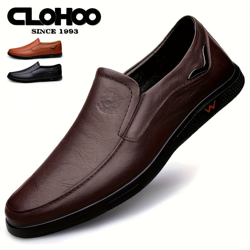Step into comfort and safety with these men's genuine leather slip-on, slip-resistant shoes! -