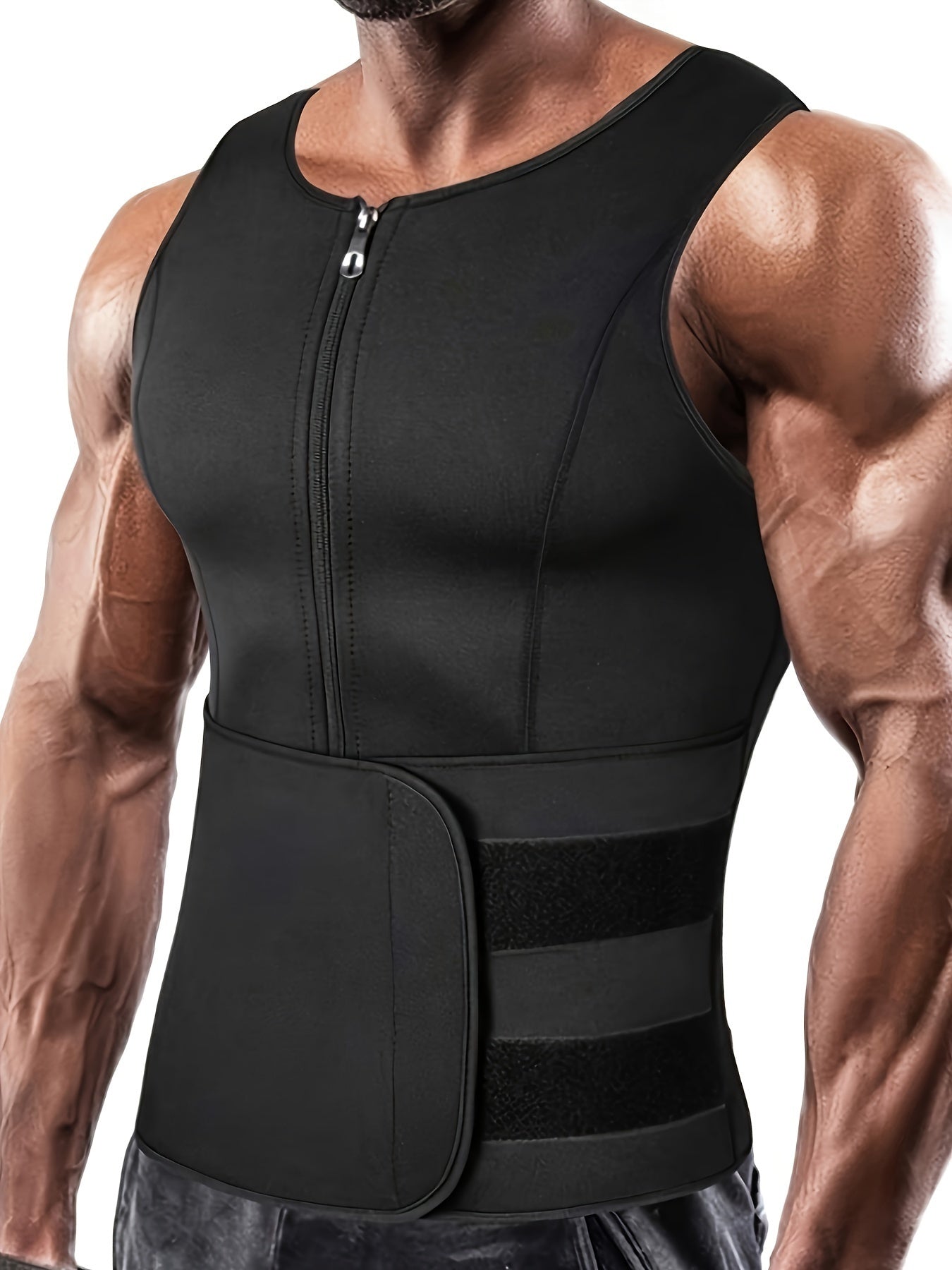 Optimize your workout with this men's adjustable compression tank top and waist trainer set! -