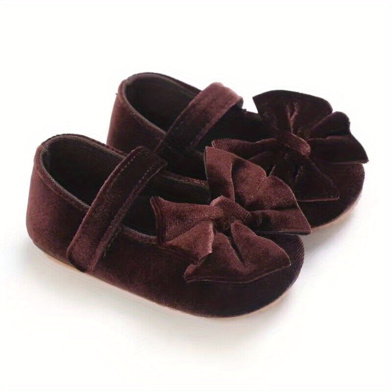 Baby Girls Mary Jane Flats With Bowknot First Walker Shoes Crib Shoes Princess Wedding Party Christmas Dress Shoes -