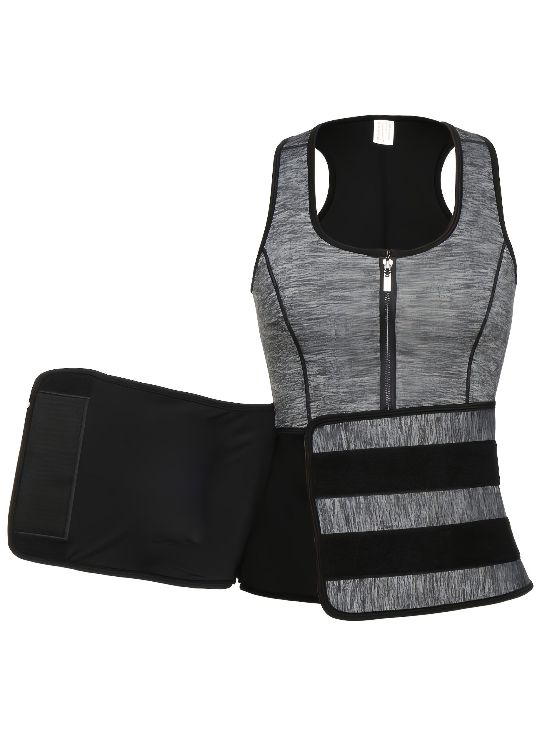 Optimize your workout with this men's adjustable compression tank top and waist trainer set! -
