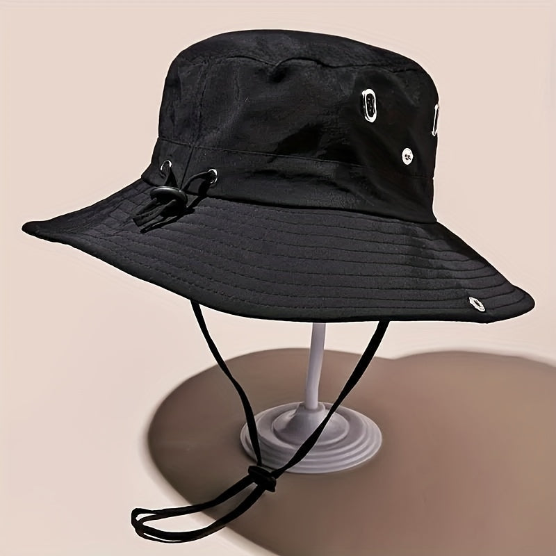 Wide Brim Fisherman Hat - djustable Unise Outdoor Sun Hat with UPN-like Buckle, Breathable -Season for Men & Women, Fishing,W Beach - Black (White Piping) - Hand Wash Only, Bucket Hat, Fishing Hat, Bucket Hat Women, Hats For -