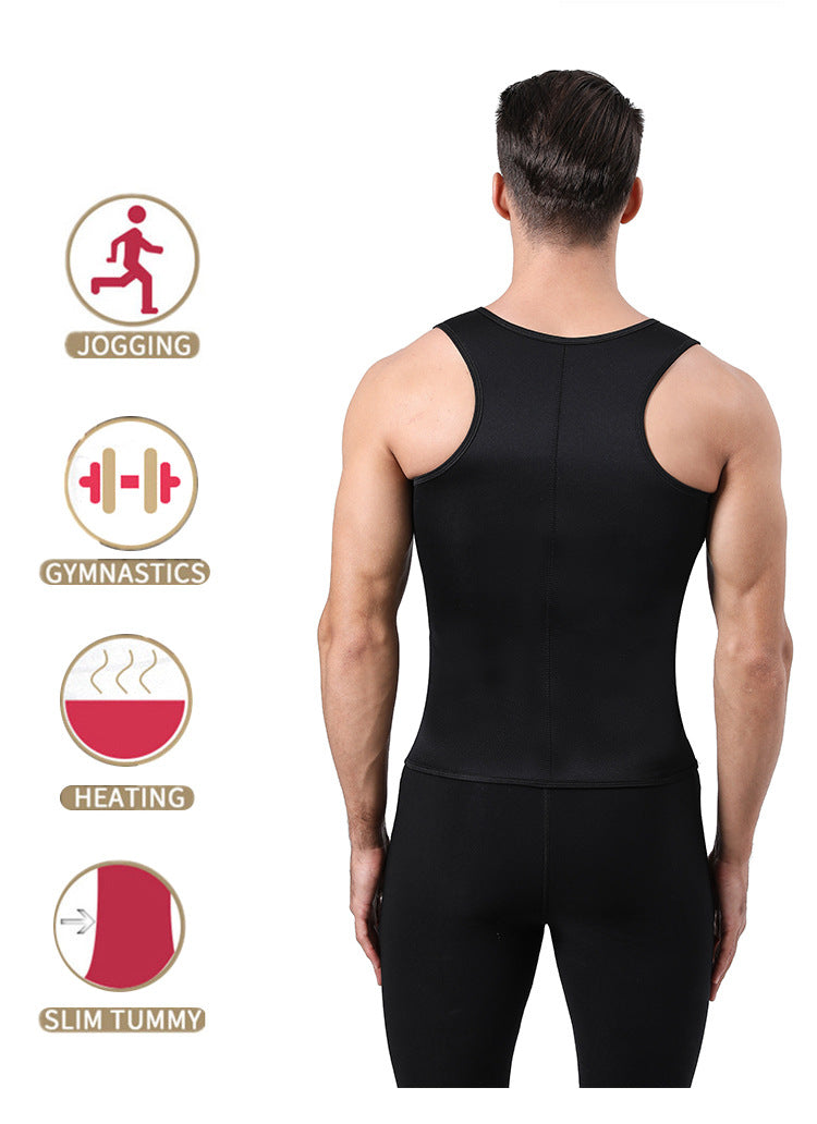 Optimize your workout with this men's adjustable compression tank top and waist trainer set! -