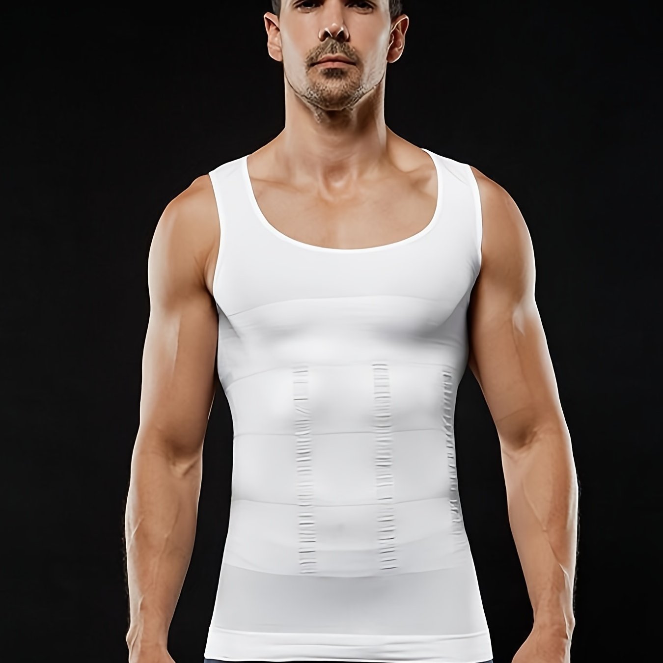 Sculpt your silhouette with this men's compression body shaper tank top—your secret slimming vest! -