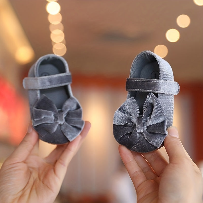 Baby Girls Mary Jane Flats With Bowknot First Walker Shoes Crib Shoes Princess Wedding Party Christmas Dress Shoes -