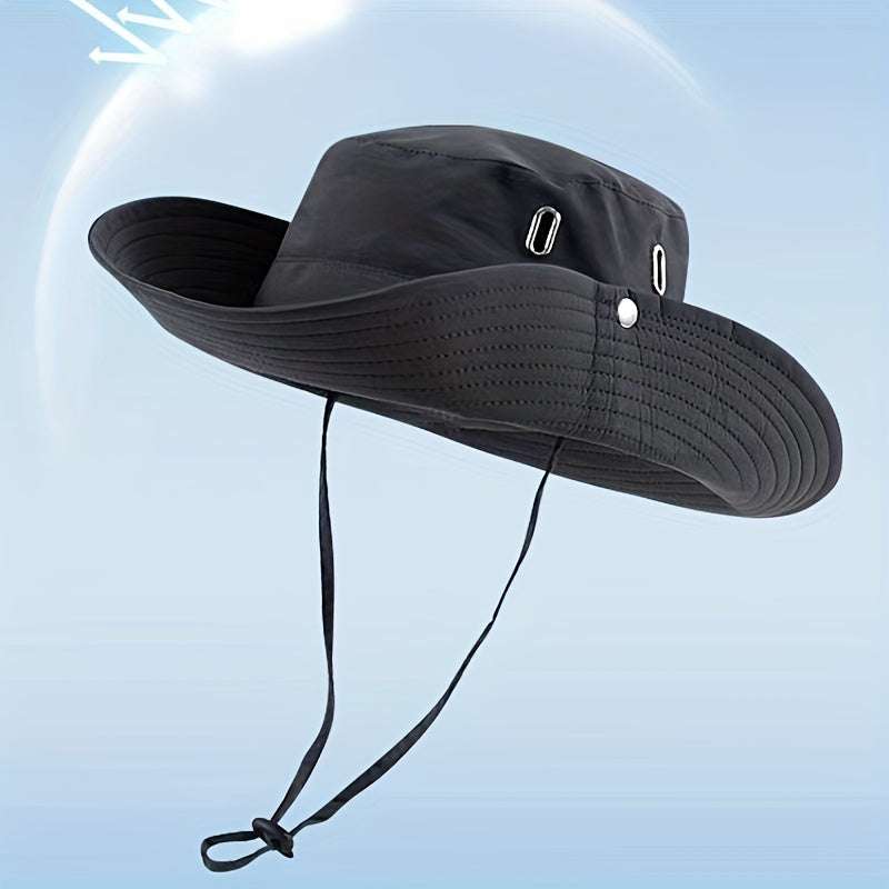 Wide Brim Fisherman Hat - djustable Unise Outdoor Sun Hat with UPN-like Buckle, Breathable -Season for Men & Women, Fishing,W Beach - Black (White Piping) - Hand Wash Only, Bucket Hat, Fishing Hat, Bucket Hat Women, Hats For -