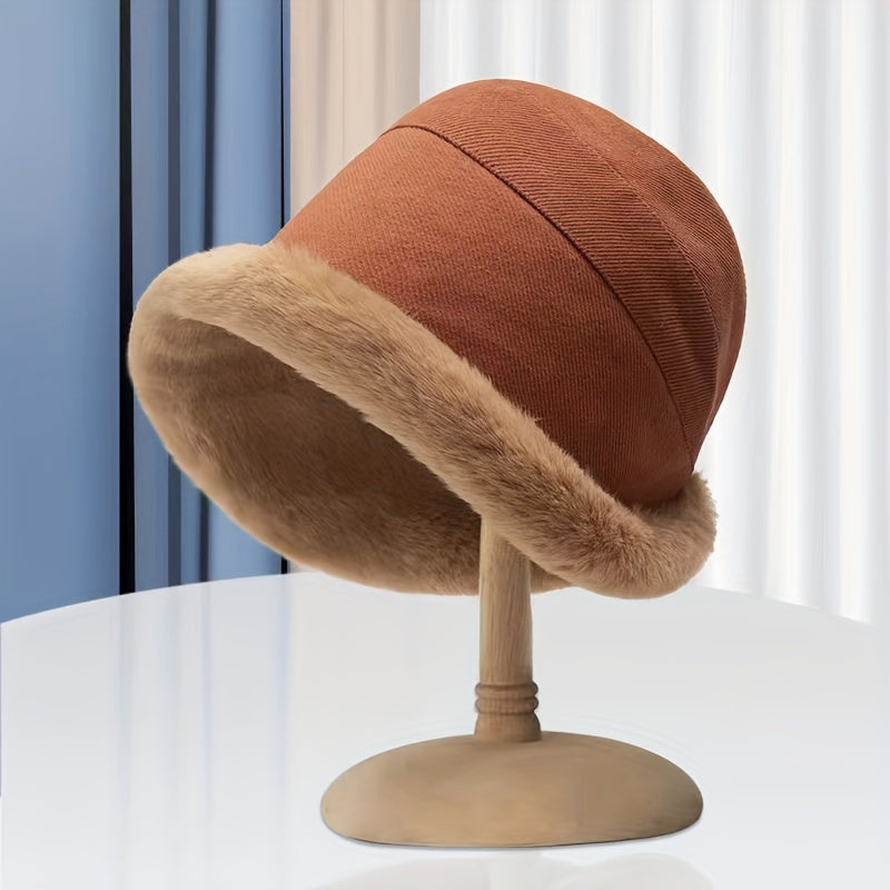 Stay warm and cozy in style with this winter thermal bucket hat! -
