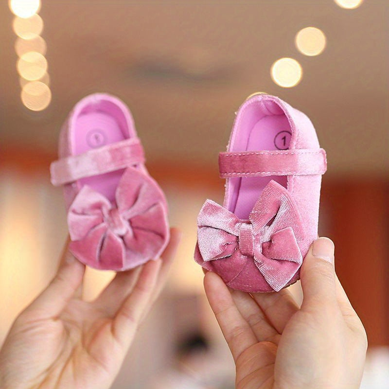 Baby Girls Mary Jane Flats With Bowknot First Walker Shoes Crib Shoes Princess Wedding Party Christmas Dress Shoes -