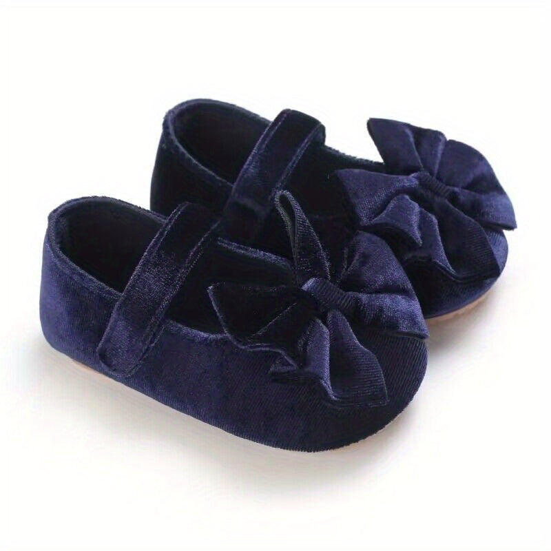 Baby Girls Mary Jane Flats With Bowknot First Walker Shoes Crib Shoes Princess Wedding Party Christmas Dress Shoes -