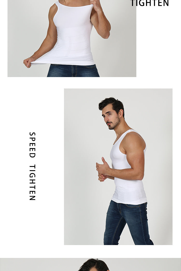 Sculpt your silhouette with this men's compression body shaper tank top—your secret slimming vest! -