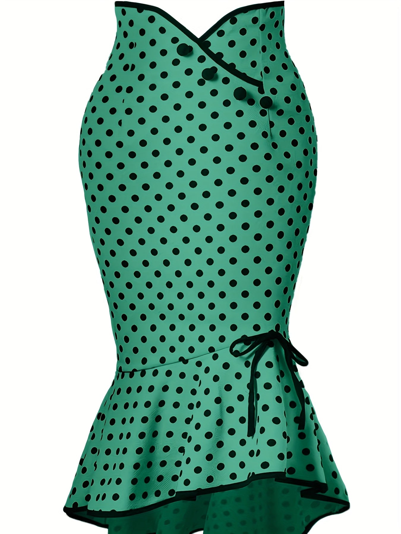 Polka Dot Bodycon Button Lace Up Skirts, Sexy Mature Fishtail Party Skirts, Women's Clothing -