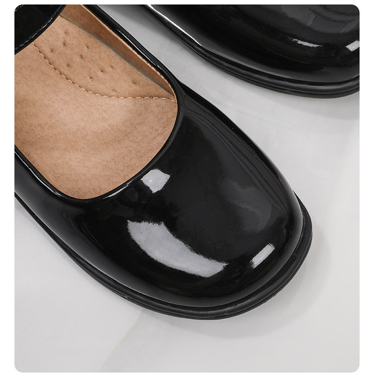 Girls' Black Mary Jane Shoes with Bow Detail - Non-Slip Synthetic Faux, Ideal for Performances & School Uniforms -
