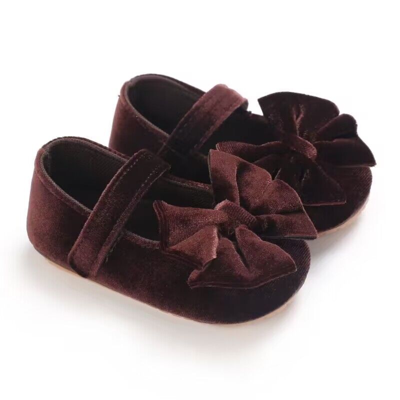 Baby Girls Mary Jane Flats With Bowknot First Walker Shoes Crib Shoes Princess Wedding Party Christmas Dress Shoes -