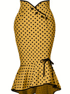 Polka Dot Bodycon Button Lace Up Skirts, Sexy Mature Fishtail Party Skirts, Women's Clothing -
