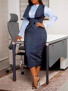 Make a bold statement in this new sexy button-front plaid pencil skirt! -