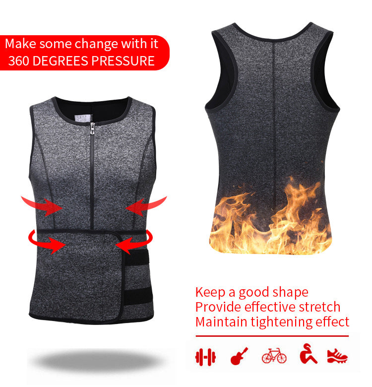 Optimize your workout with this men's adjustable compression tank top and waist trainer set! -
