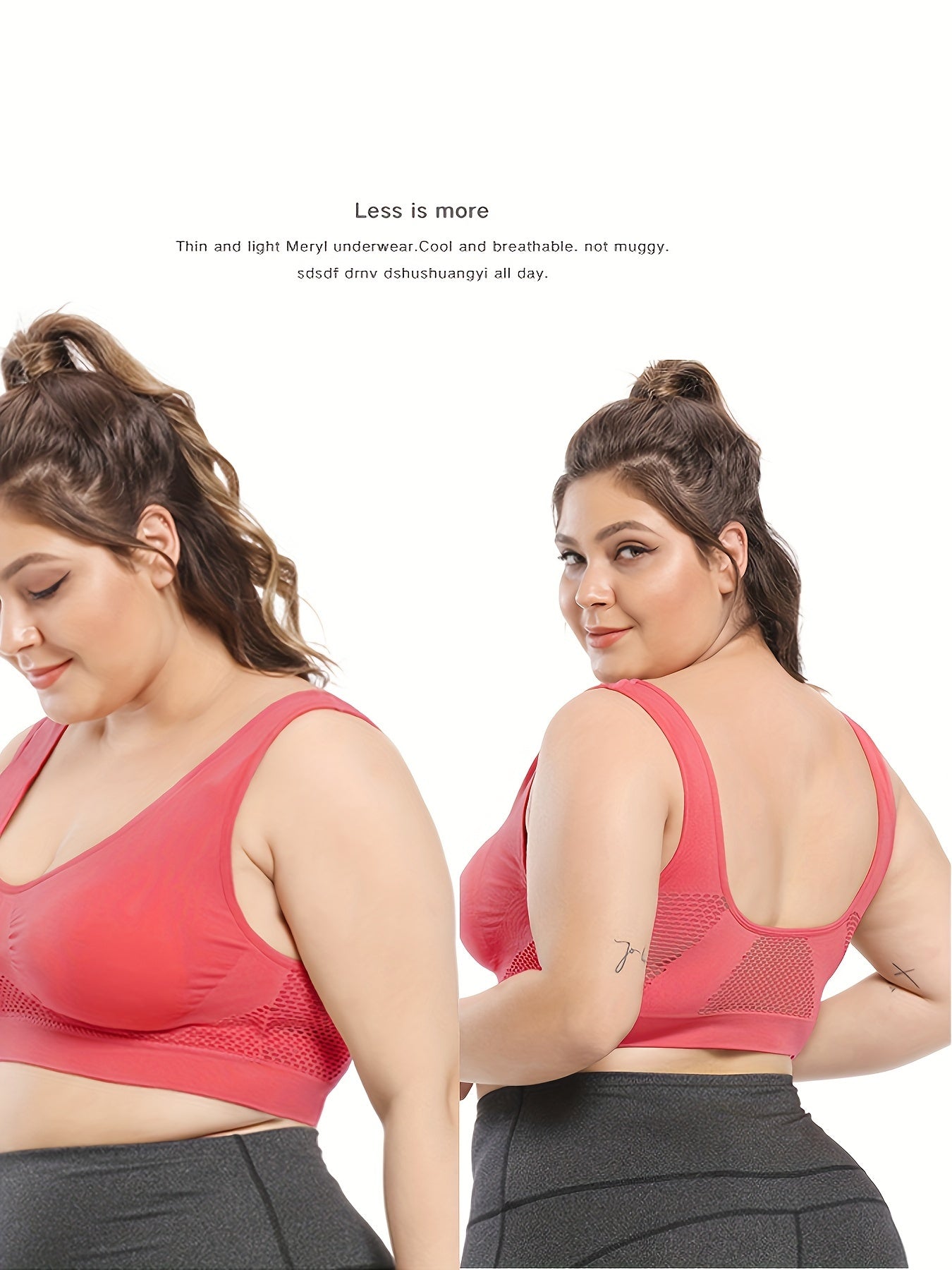 [Gentle Care] Plus Size Seamless Sports Bra for Women - Purple, Breathable Mesh Fabric, Push-Up with Removable Pads, Comfort Fit Vest Style, Sizes 36XL to 40XL, Plus Size Bra -