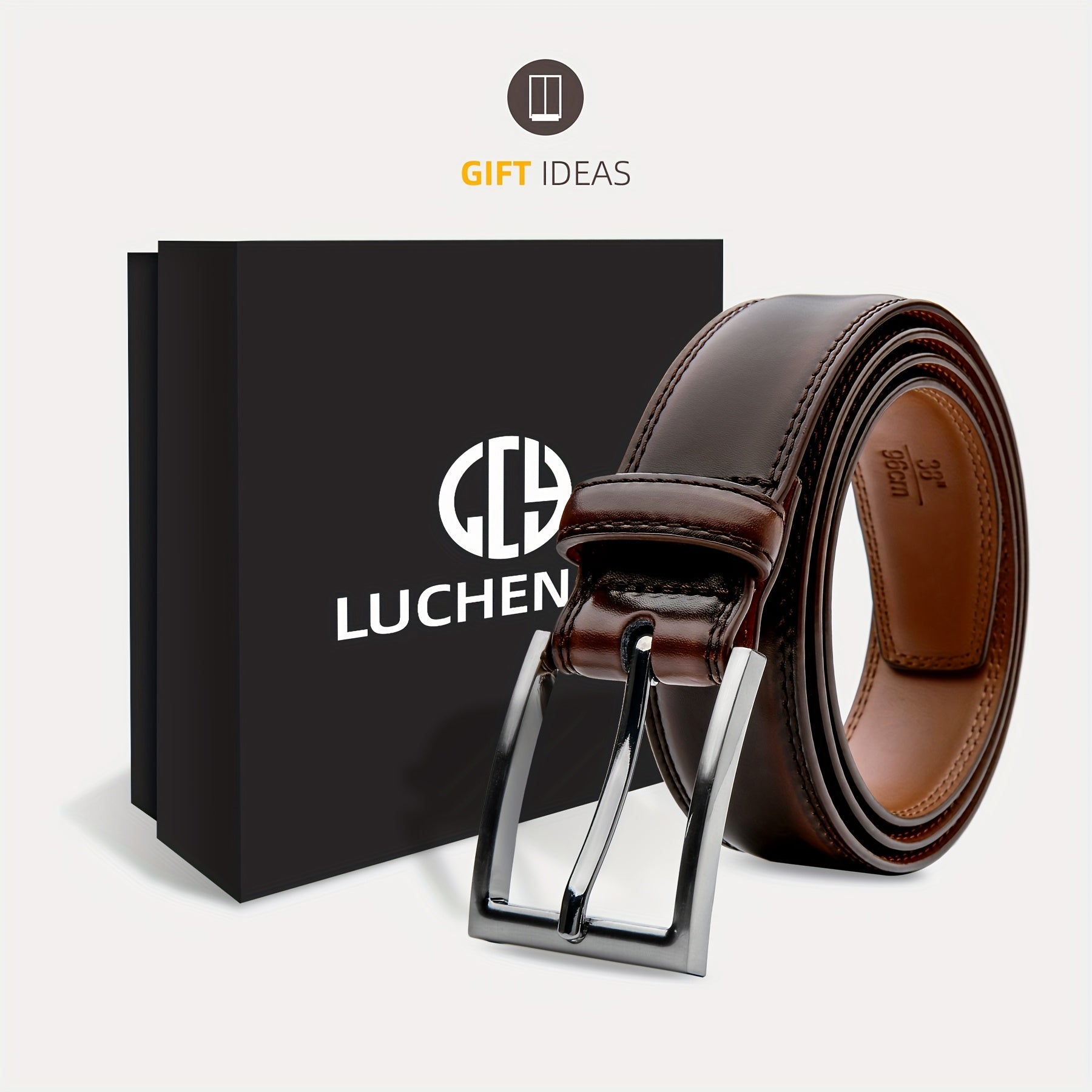 Men's Leather Belt, Fashion & Classic Casual Belt with Single Prong Buckle for Jeans, Pants, Work And Business, Gift for Dad & Husband -