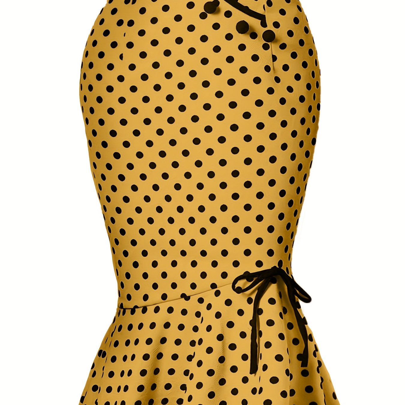 Polka Dot Bodycon Button Lace Up Skirts, Sexy Mature Fishtail Party Skirts, Women's Clothing -