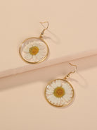 Nickle-Free Copper Dangle Earrings - Nooxian Elegant White Chrysanthemum - Boho Vacation Style with Golden-Tone Finish, Perfect for Everyday & Getaways -