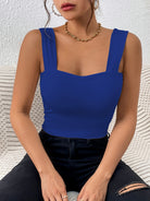 Stretchy Women's Crop Tank Top - Casual Everyday Essential - Soft, Breathable, Sleeveless, Solid Color, Comfortable, Relaxed Fit, Women's Clothing -
