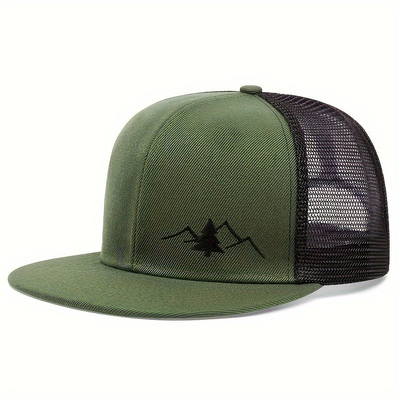 Vintage Pine Tree Embroidered Trucker Cap -