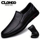 Step into comfort and safety with these men's genuine leather slip-on, slip-resistant shoes! -