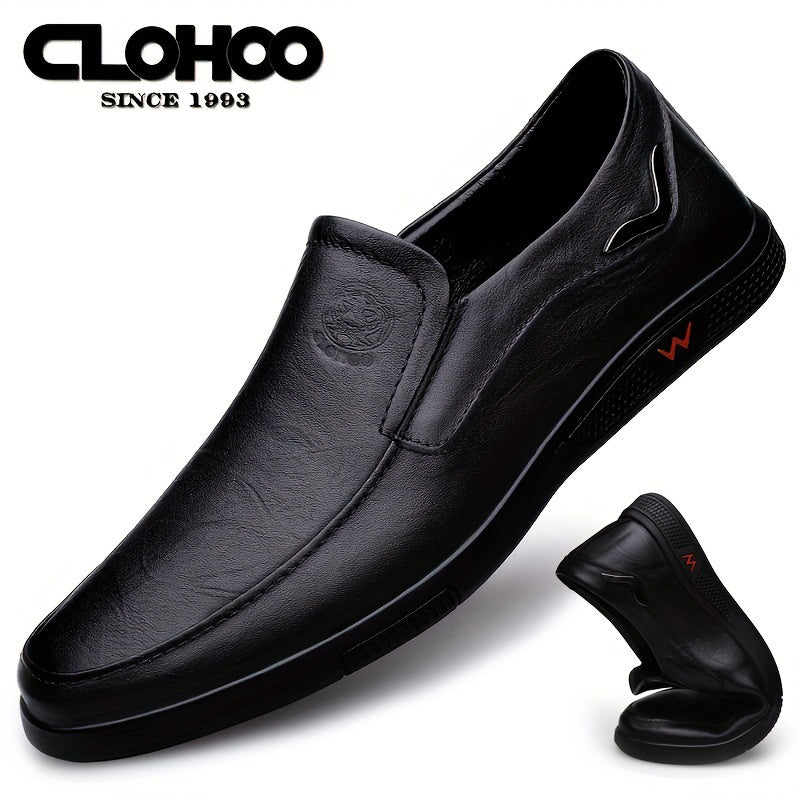 Step into comfort and safety with these men's genuine leather slip-on, slip-resistant shoes! -