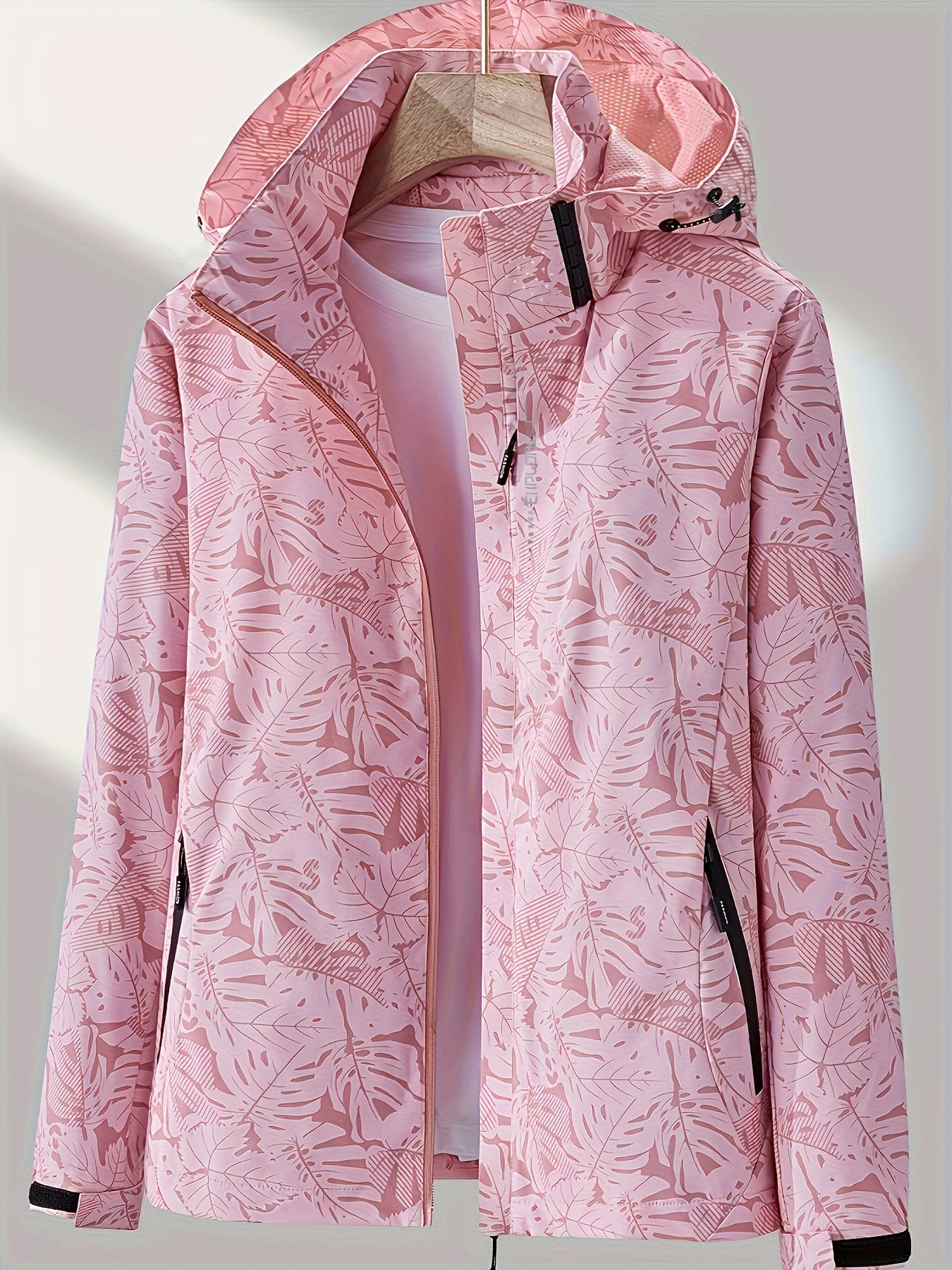 Women'S Windproof Jacket with Full-Zip Front - Lightweight Outdoor Coat, Stand Collar, Non-Stretch Fabric for Hiking, Camping, Travel - Bright Pink Windproof Shell (Spring/Fall/Summer) - Easy-Care Design, Hiking Gear, Camping -