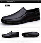 Step into comfort and safety with these men's genuine leather slip-on, slip-resistant shoes! -