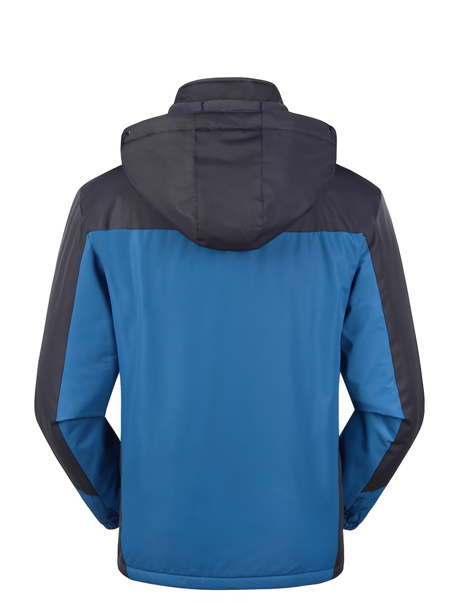 Men'S Casual Color Block Thick Hooded Jacket, Windproof Single-Layer Fleece Jacket for Fall Winter Jacket Gifts -