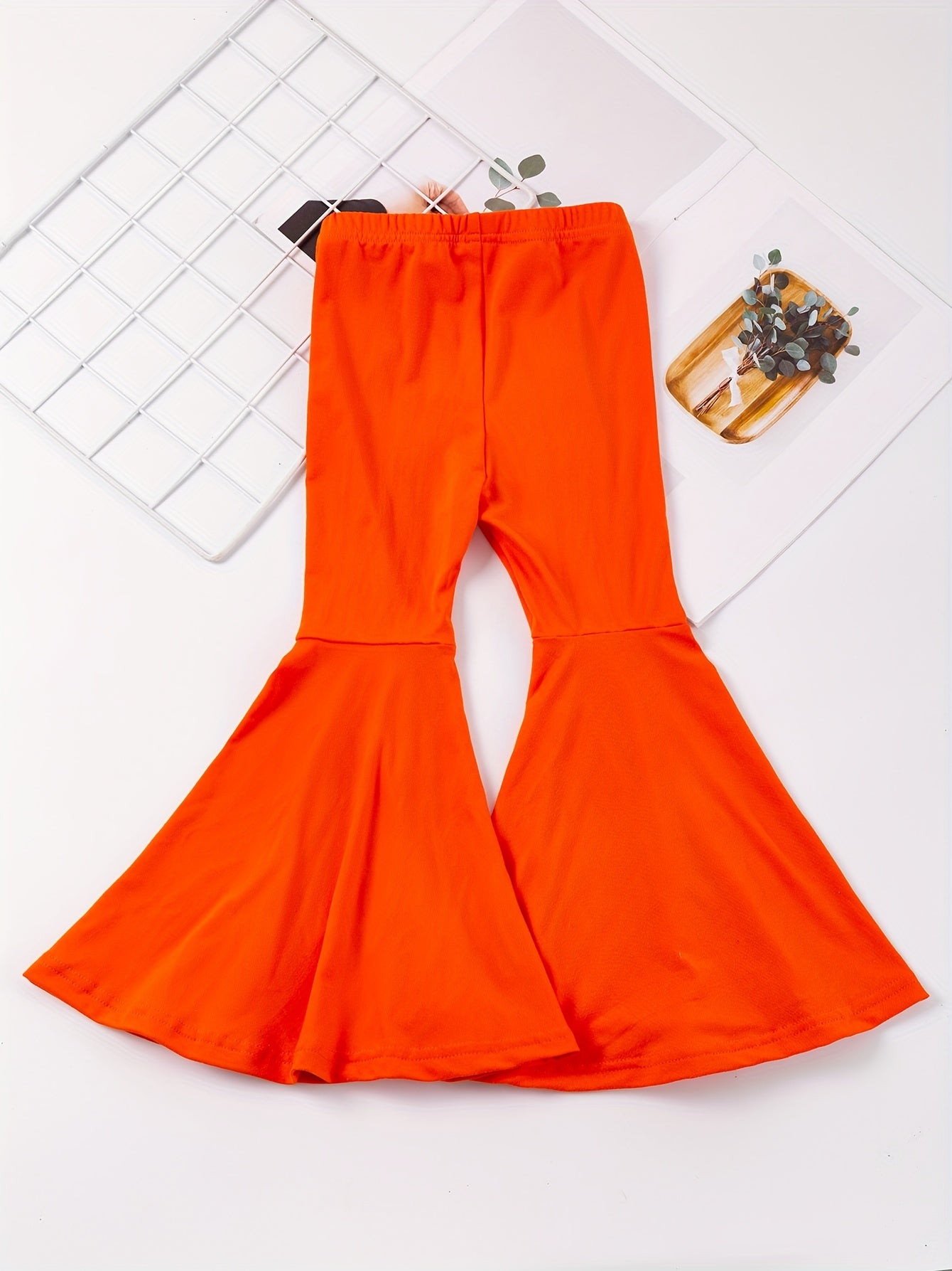 Girls' High-Waisted Flared Pants - Stretchy Bell-Bottoms, Non-Belted Waist, for Dance, Everyday & Formal Events - Spring/Fall Pants for Girls - Easy-Care Outfit, Dance Attire, Non belted Design, Comfortable Fit, Perfect for O -