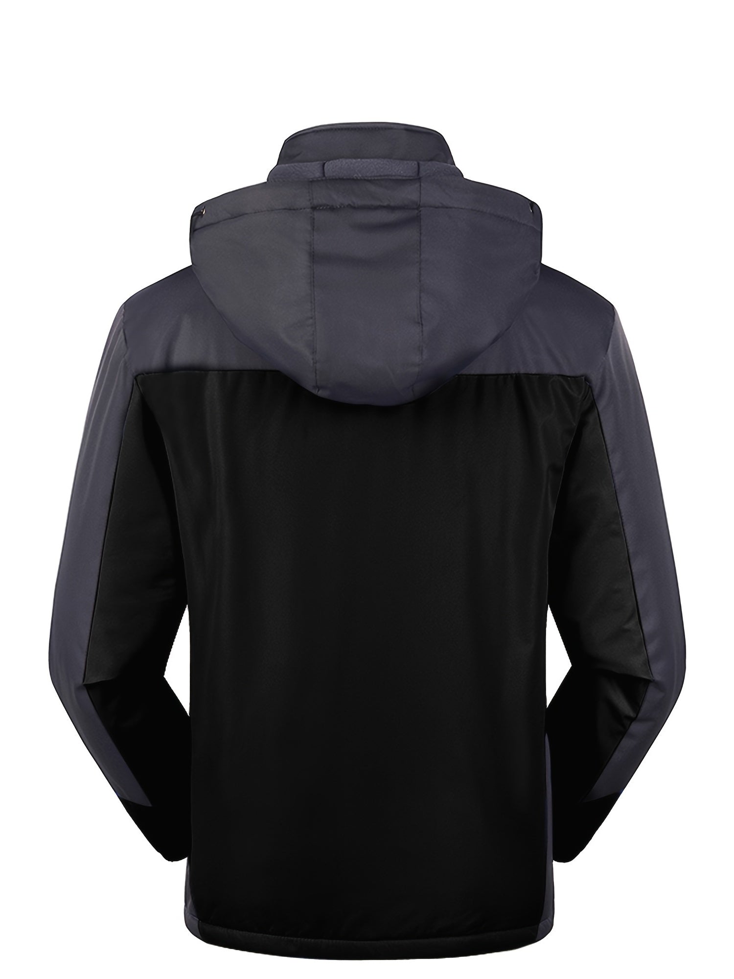 Men'S Casual Color Block Thick Hooded Jacket, Windproof Single-Layer Fleece Jacket for Fall Winter Jacket Gifts -