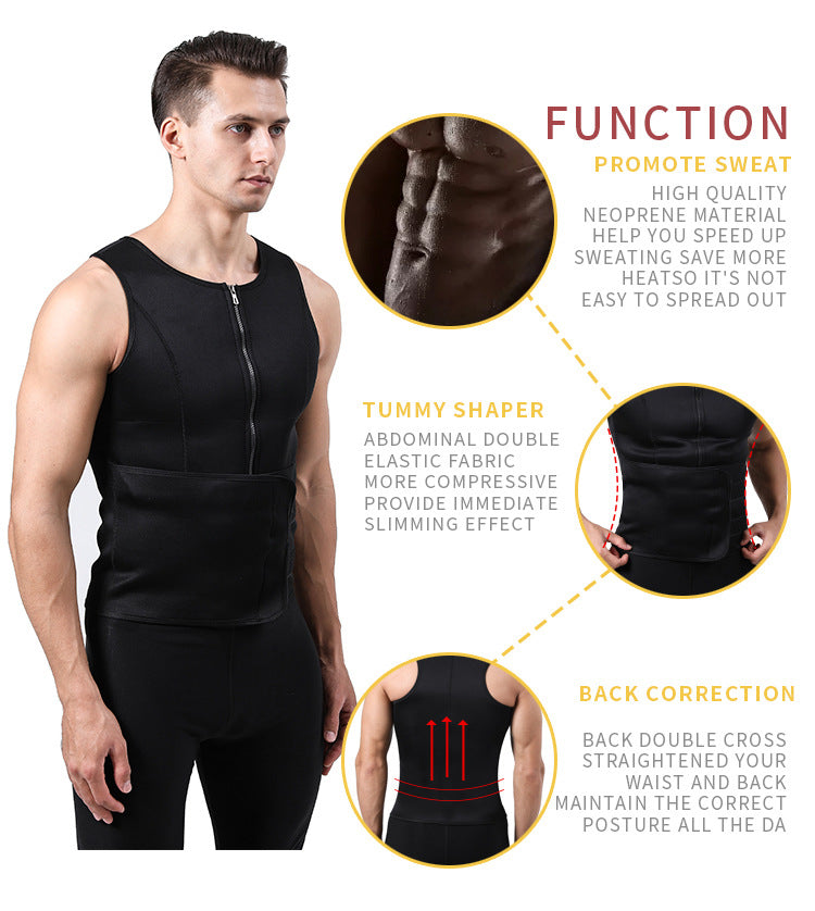 Optimize your workout with this men's adjustable compression tank top and waist trainer set! -