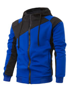 Men's Casual Color Block Zip Up Jacket With Hood - Varsity Style - Soft Fleece Lining - Perfect for Fall/Winter - Ideal Gift for Teenagers & Young Adults -
