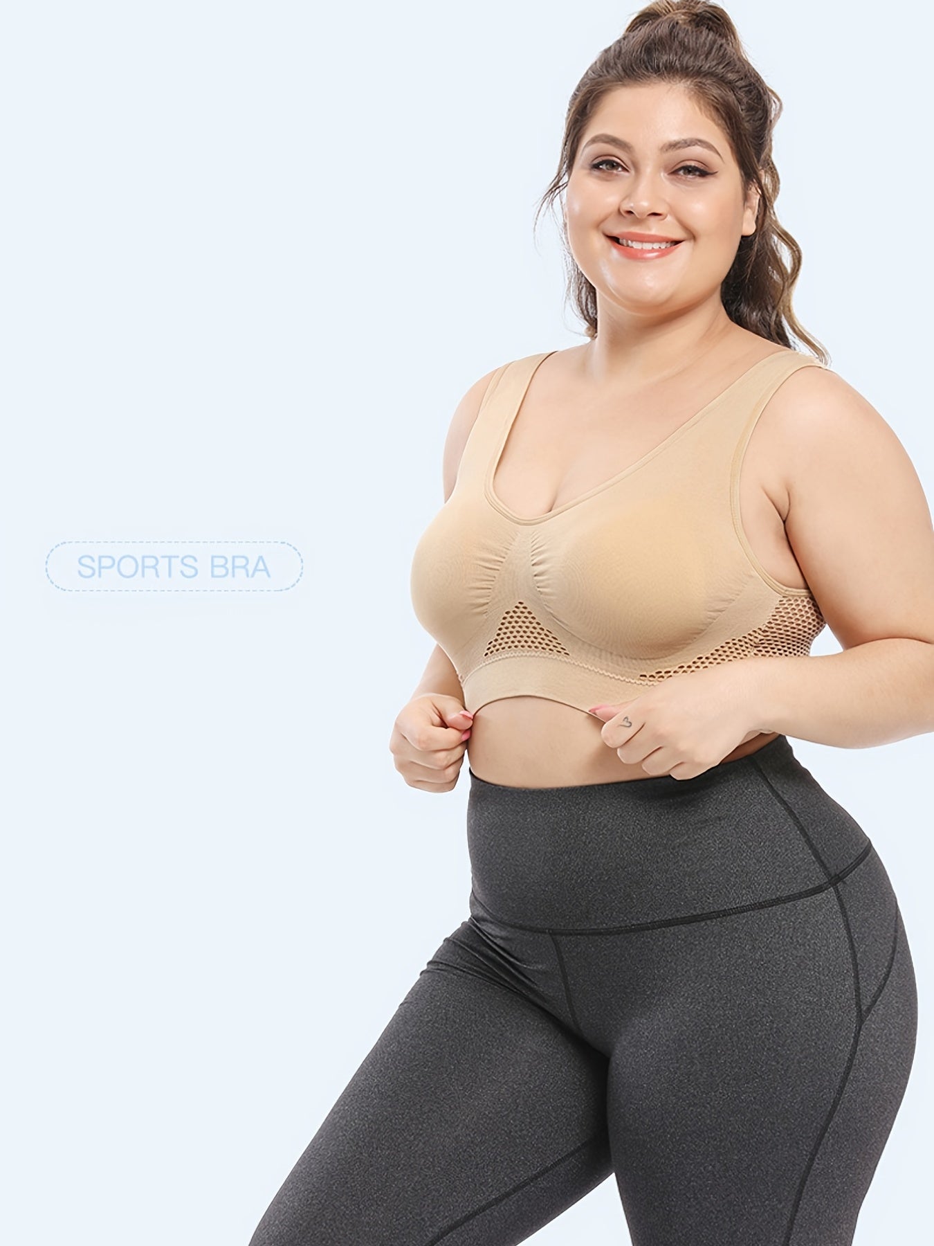 [Gentle Care] Plus Size Seamless Sports Bra for Women - Purple, Breathable Mesh Fabric, Push-Up with Removable Pads, Comfort Fit Vest Style, Sizes 36XL to 40XL, Plus Size Bra -
