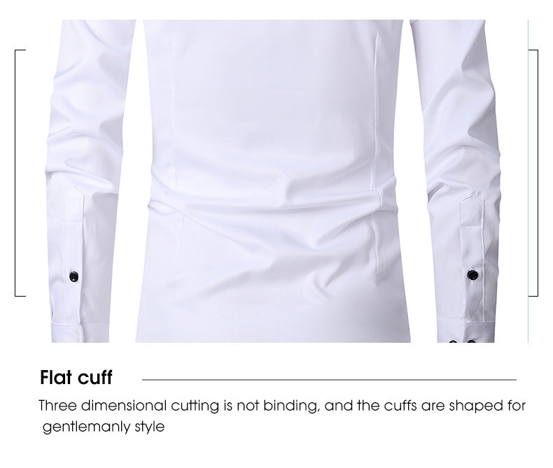 Men'S Slim-Fit Stretch Formal Shirt, Light Business Lapel Long Sleeve Shirt, Men'S Business Shirt Wrinkle-Resistant and Durable Solid Color Formal Long Sleeve Shirt with Buttons and Pockets Suitable for Work, Commuting, Datin -