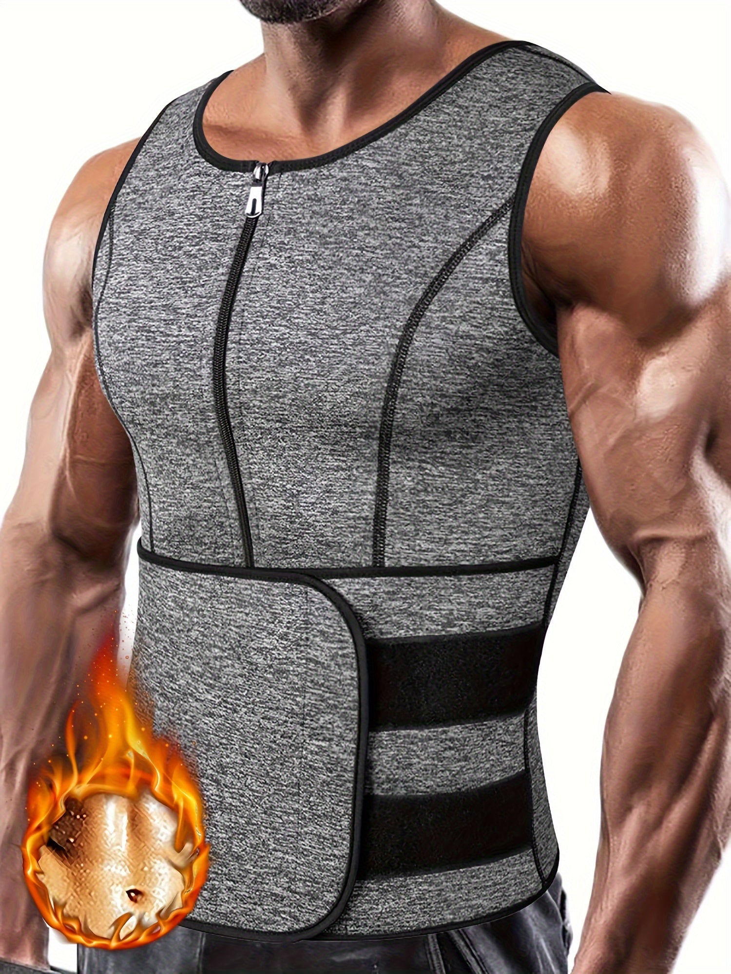 Optimize your workout with this men's adjustable compression tank top and waist trainer set! -