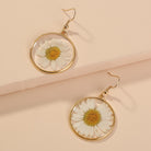 Nickle-Free Copper Dangle Earrings - Nooxian Elegant White Chrysanthemum - Boho Vacation Style with Golden-Tone Finish, Perfect for Everyday & Getaways -