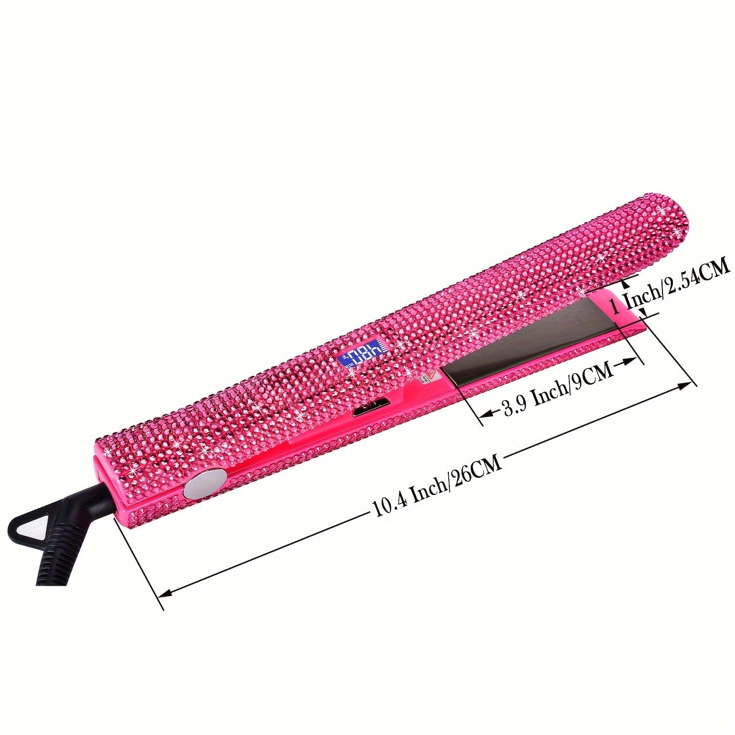 Style like a pro with this 2-in-1 professional hair straightener and curler, encrusted for that extra glam! -