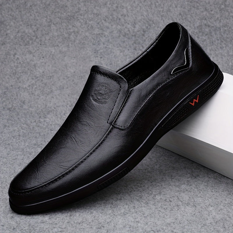 Step into comfort and safety with these men's genuine leather slip-on, slip-resistant shoes! -