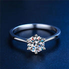 Sparkle bright with this women's one-carat silver moissanite ring! -